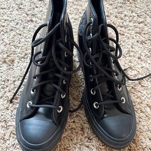 Converse Black High-Top Leather Wedge Women's Sneakers